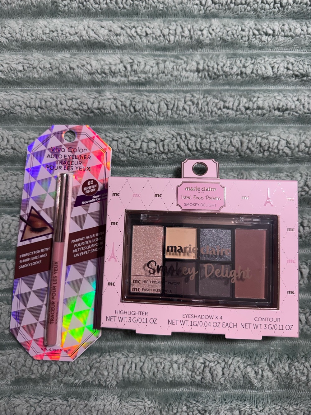 New in Box Marie Claire Smokey Delight Full Face Palette & Brown Auto Eyeliner